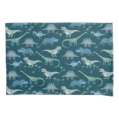 Dark Green Cute Dinosaur Pattern Kussensloop (Voorkant-Links)
