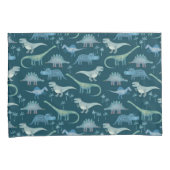 Dark Green Cute Dinosaur Pattern Kussensloop (Voorkant-Rechts)