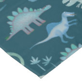Dark Green Cute Dinosaur Pattern Tafelkleed (Gekanteld)
