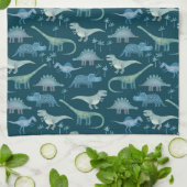 Dark Green Cute Dinosaur Pattern Theedoek (Gevouwen)
