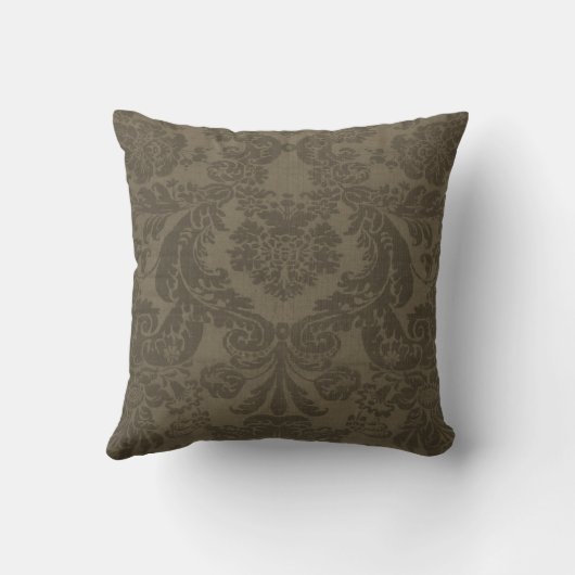 Dark Green Damask Pattern Kussen (Achterkant)