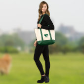 Dark Green Dog or Cat Paw Heart Monogram Tote Bag