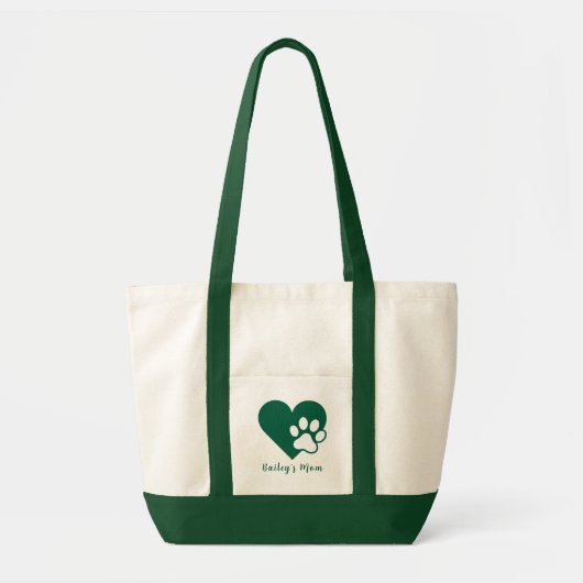 Dark Green Dog or Cat Paw Heart Monogram Tote Bag (Voorkant)