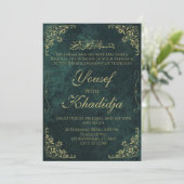 Dark Green Elegant Muslim Nikah Invitation (Debout devant)