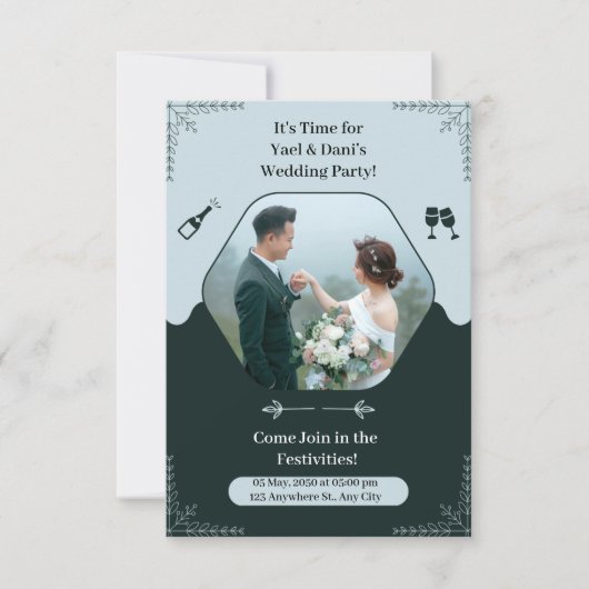 Dark Green Élégante Soirée de Mariage Invitation (Devant)