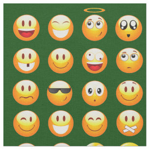 dark green emoji fabric stof