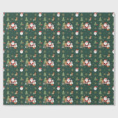 Dark Green Festive Pattern Gift Wrapping Paper Cadeaupapier (Vlak)
