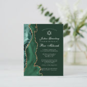 Dark Green Gold Agate Bar Mitzvah Party Invitation (Debout devant)