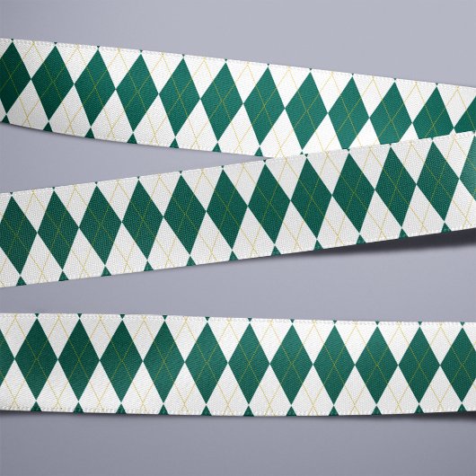 Dark Green | Goud | White Diamond Argyle Pattern Lint