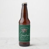 Dark Green Graduate Custom Graduation Party Bier Etiket (Voorkant)