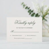 Dark Green Greenery Calligraphy RSVP Card (Debout devant)