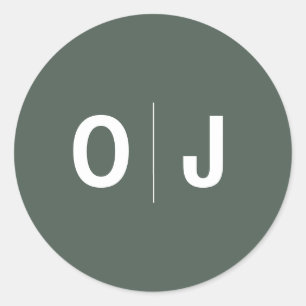 Dark Green Initialen minimalistische Scandi brui Ronde Sticker