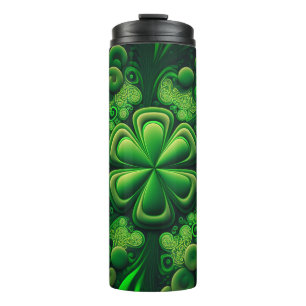 DARK GREEN INTRICATE IRISH CELTIC SHAMROCKS THERMOSBEKER
