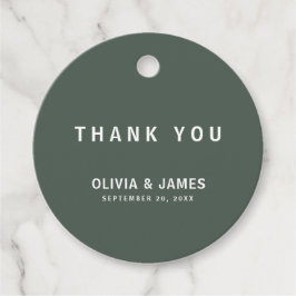 Dark Green | Minimalistische moderne bruiloft beda Bedankjes Labels