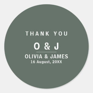 Dark Green Minimalistische Scandi bruiloft Bedan Ronde Sticker