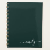 Dark Green Modern Script Nom du monogramme (Devant)