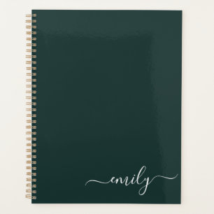 Dark Green Modern Script Nom du monogramme