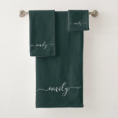 Dark Green Modern Script Nom du monogramme (En situation)