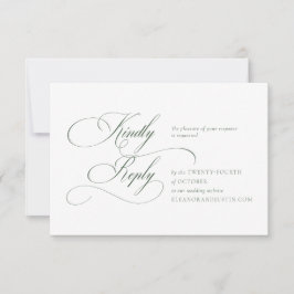 Dark Green Monogram Wedding RSVP Card Kaartje