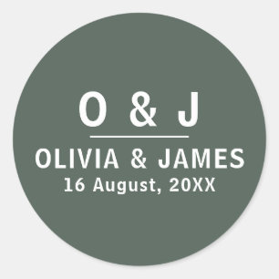 Dark Green Moss Modern Minimalistisch Scandi Huw Ronde Sticker