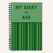 Dark Green My Diary by Me Striped Journal (Recto)