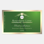 Dark Green Product Label Gold Frame Logo Monogram (Voorkant)