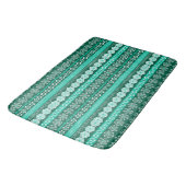 Dark Green Turquoise Patterned Stripe Badmat (Gekanteld)