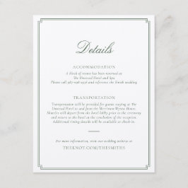 Dark Green Wedding Enclosure Card Informatiekaartje