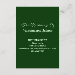 Dark Green Wedding Gift Registry Portrait Informatiekaartje