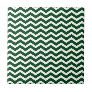Dark Green White Chevron Pattern Tegeltje