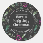 Dark Greenery Typografie Kerst stickers (Voorkant)