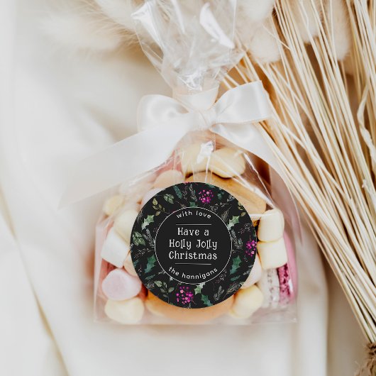 Dark Greenery Typografie Kerst stickers