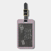 Dark Grey Air Mail Briefkaart Bagagelabel (Voorkant verticaal)