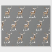 Dark Grey Deer Antlers kerst Cadeaupapier (Vlak)