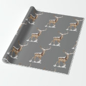 Dark Grey Deer Antlers kerst Cadeaupapier (Uitgerold)