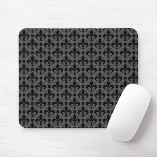 Dark Grey Fancy Fleur de lis Mousepad Muismat (Met muis)