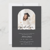 Dark Grey Graduation Invitation with Photo - 2026 (Devant)