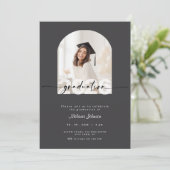 Dark Grey Graduation Invitation with Photo - 2026 (Debout devant)