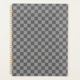 Dark Grey Gray Checkered Checkerboard Planner