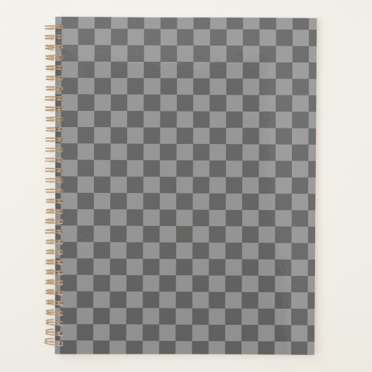 Dark Grey Gray Checkered Checkerboard Planner (Voorkant)
