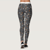 Dark Grey Pet Lover Kitty Feline Meow Cat Pattern Leggings (Achterkant)
