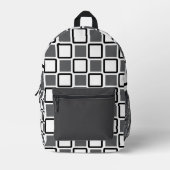 Dark Grey & White Geometric Backpack Bedrukte Rugzak (Voorkant)