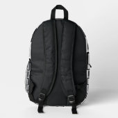 Dark Grey & White Geometric Backpack Bedrukte Rugzak (Achterkant)