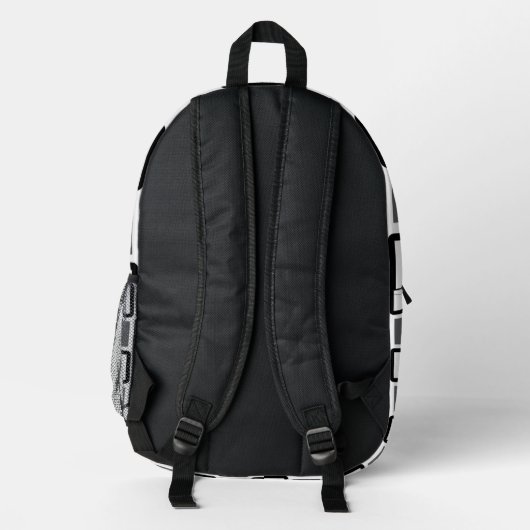 Dark Grey & White Geometric Backpack Bedrukte Rugzak (Achterkant)