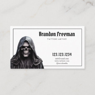 Dark Grim Reaper Gothic Style Tattoo Visitekaartje