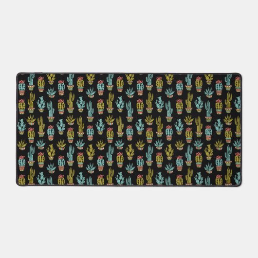 Dark Grunge Cactus Pattern Bureaumat (Voorkant)