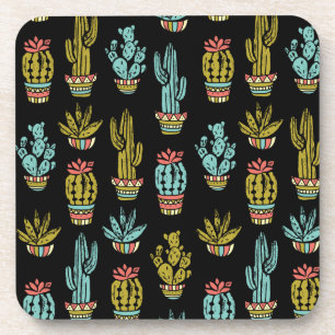 Dark Grunge Cactus Pattern Drankjes Onderzetter