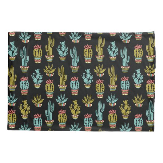 Dark Grunge Cactus Pattern Kussensloop (Achterkant-Links)