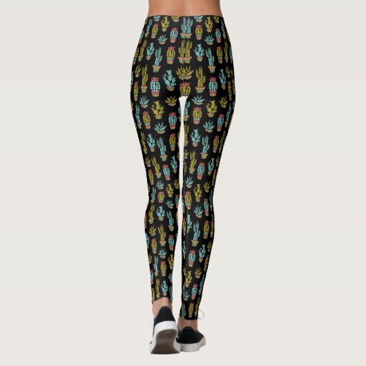 Dark Grunge Cactus Pattern Leggings (Achterkant)