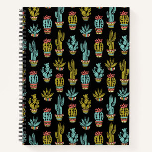 Dark Grunge Cactus Pattern Notitieboek